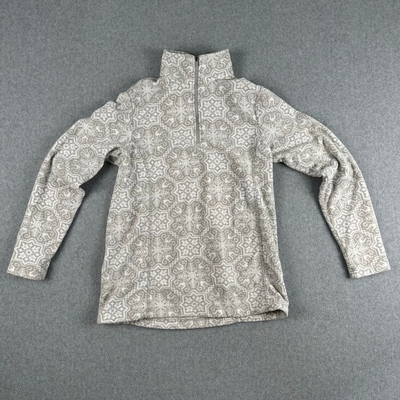 Lands' End Tops - Lands End Women's Fleece Pullover Sweater Snowflake Pattern Gray White Small 6-8